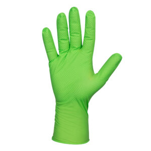 GUANTI VERDI MONOUSO IN NITRILE T:L 7,0MIL (100 PZ.) STRUTTURA A DIAMANTE