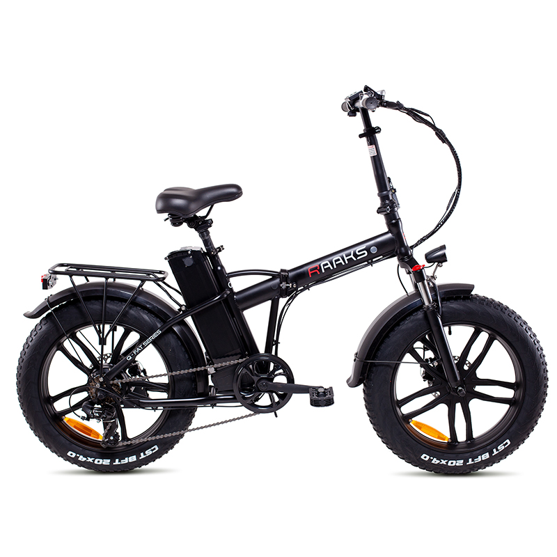 RAAKS BY F.LLI SCHIANO (BIC950) FOLDING FAT E-BIKE (NERO) - BICICLETTA ELETTRICA - RUOTE 20""X4"" - MOTORE 250W - BATTERIA  36V 10.5AH - CAMBIO SHIMANO 7 RAPPORTI - TELAIO IN ACCIAIO - CERCHI IN LEGA - DISPLAY LCD - FRENI A DISCO - AUTONOMIA FINO AD 45KM
