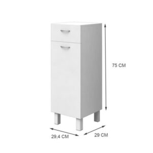 ESSENZIALE - Contenitore 1 anta 1 cassetto - Bianco - L 30 cm