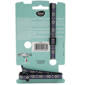 Kit collare e guinzaglio - AIMÉ - Viola riflettente per gatti