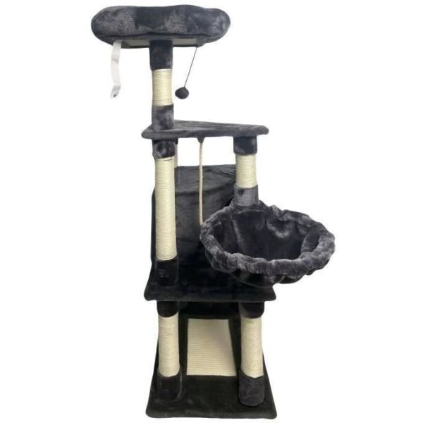 Tiragraffi SWIFTY - 55 x 40 x 138 cm - Grigio scuro - 3 piattaforme, 1 trespolo, 1 nicchia, tiragraffi
