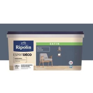 RIPOLIN Vernice Colorata Satinata Ultra Coprente per Cucina, Camera da Letto, Soggiorno, Ingresso, Ingresso, Corridoio - Blu Seram