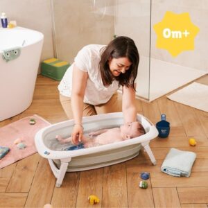 BADABULLE Vasca da bagno pieghevole, 35L, super compatta, tappo di scarico con indicatore di calore, design divertente