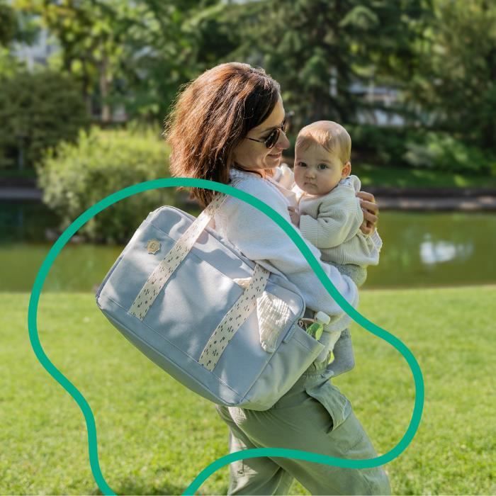 Borsa fasciatoio Badabulle Bowling - Grande capacità 20 litri - Piano fasciatoio e attacchi per passeggino inclusi, Grigio