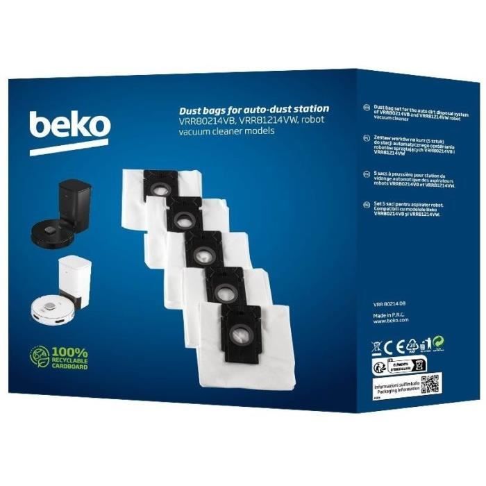 Confezione da 5 sacchetti di ricambio per robot aspirapolvere - BEKO - VRR80214DB Robosmart - 4 L