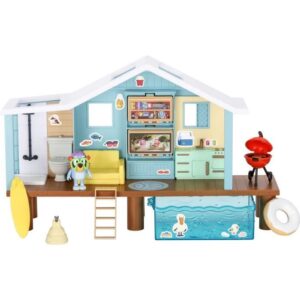 Bluey's Beach Hut - BLUEY - Playset con statuetta esclusiva e più di 10 accessori