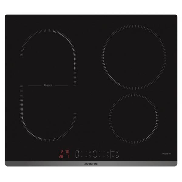 BRANDT CPI6400B - Piano cottura a induzione - 4 zone - 3600 W - L 58 x P51 cm - Rivestimento in vetro - Nero