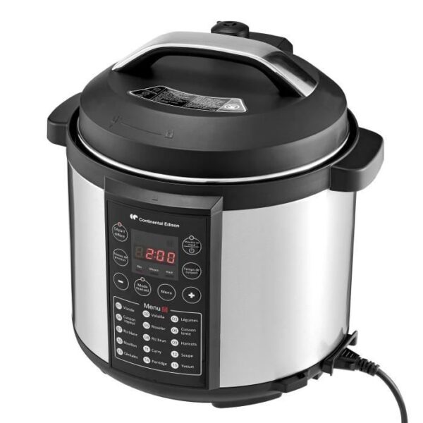 CONTINENTAL EDISON - CEMCSP1000I - Multicucina a pressione - 15 programmi - 5,7L - 1000W - Nera e Acciaio Inox