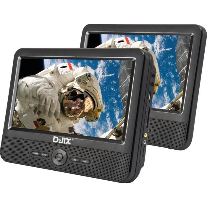 Lettore DVD portatile DJIX PVS906-50SM 9 - Doppio schermo - Durata della batteria 2 ore - Nero