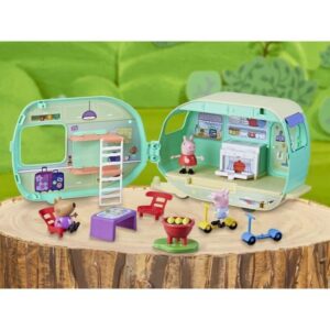 Peppa Pig, la carovana di Peppa con 3 personaggi e 6 accessori, giocattoli prescolari per ragazze e ragazzi, dai 3 anni in su