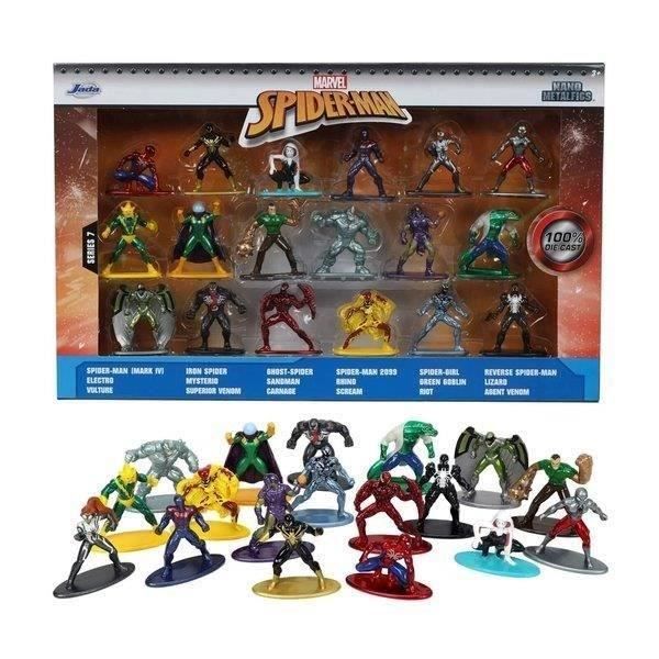 Cofanetto Spiderman - 18 figurine in metallo da 4 cm - Personaggi dell'universo di Spiderman
