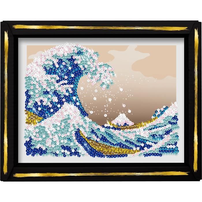 Kit creativo per il tempo libero - LANSAY - Collezione Paillettes - La Grande Onda - Hokusai - Età 14