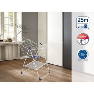 Stendibiancheria da libera installazione - LEIFHEIT - Classic 250 Flex - 81409 - Apertura/chiusura facile - Rete per bucato - 25 m - Bianco