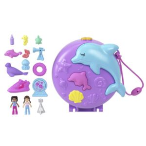 Polly Pocket-Salvataggio del delfino-Scatola con 2 minifigure e animali HWN96