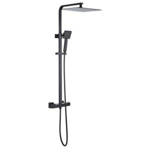 Colonna doccia OCEANIC - Miscelatore termostatico corpo freddo - Soffione doccia alto quadrato 30x30 cm - Nero opaco