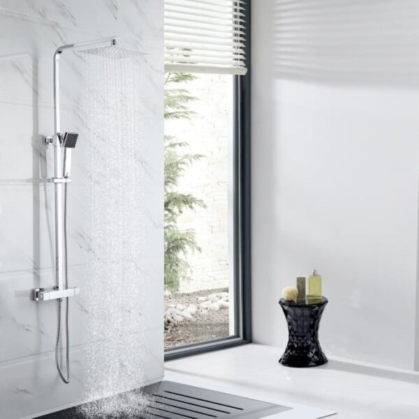 OCEANIC Colonna doccia - Miscelatore termostatico - Soffione rettangolare alto 30x20 cm - Cromo