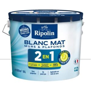 RIPOLIN Pittura bianca per pareti e soffitti con sottopelo integrato - Bianco opaco - 10 L