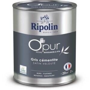 O'PUR vernice per pareti, legno e radiatori - RIPOLIN - 472185 - Grigio cemento - Velluto satinato - 2 L