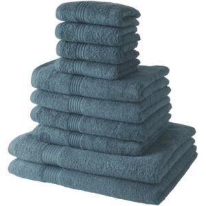 Set 4 Asciugamani Bagno TODAY 30x50 + 4 Asciugamani Bagno 50x90 + 2 Lenzuola Bagno 70x130 cm 100% Cotone - Pavone