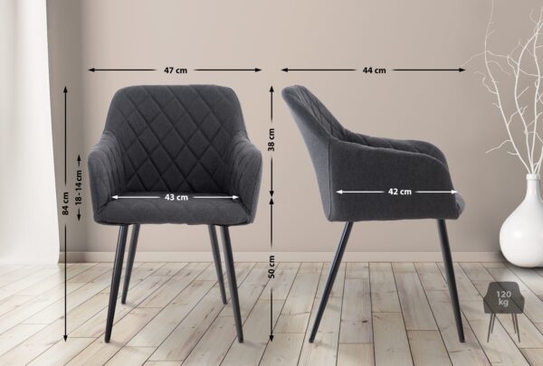 2er Set Esszimmerstuhl Shila Stoff