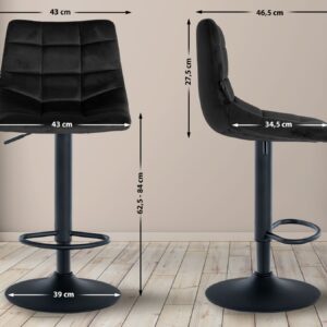 2er Set Barhocker Jerry Samt schwarz