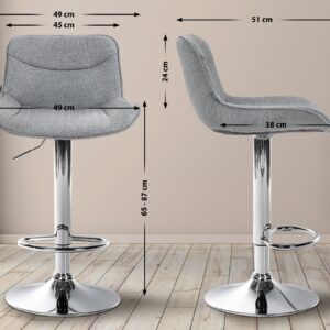 Barhocker Vonore Stoff chrom