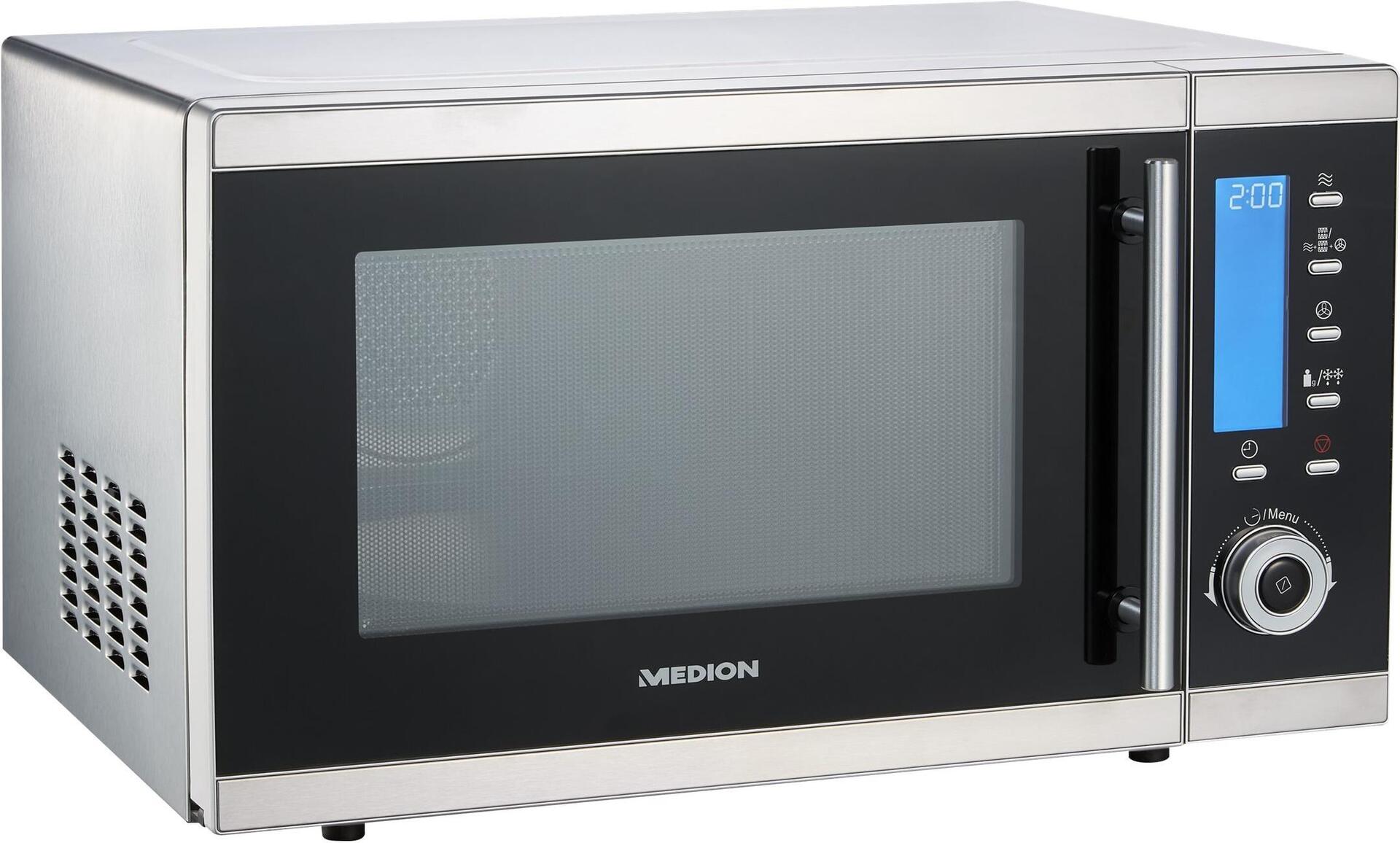 Medion MD 15501 - Mikrowellenofen mit Konvektion und Grill - 25 Liter - 900 W - rostfreier Edelstahl (MD 15501)
