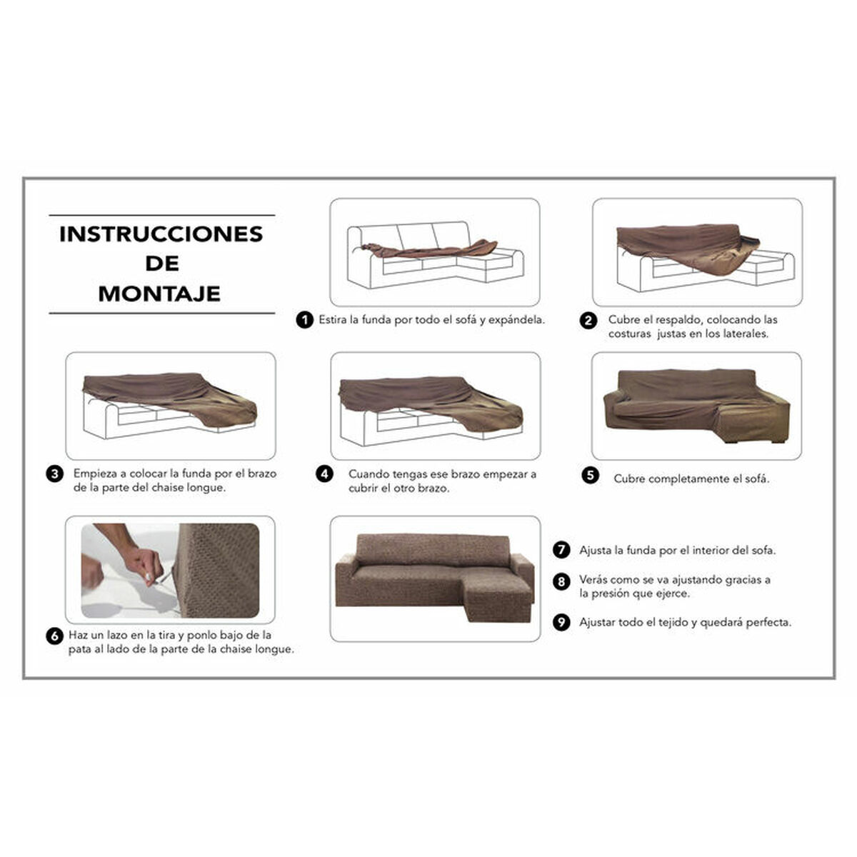 Rivestimento per chaise longue a braccio corto sinistra Hosteline CAMERON Beige 48 x 29 x 14 cm