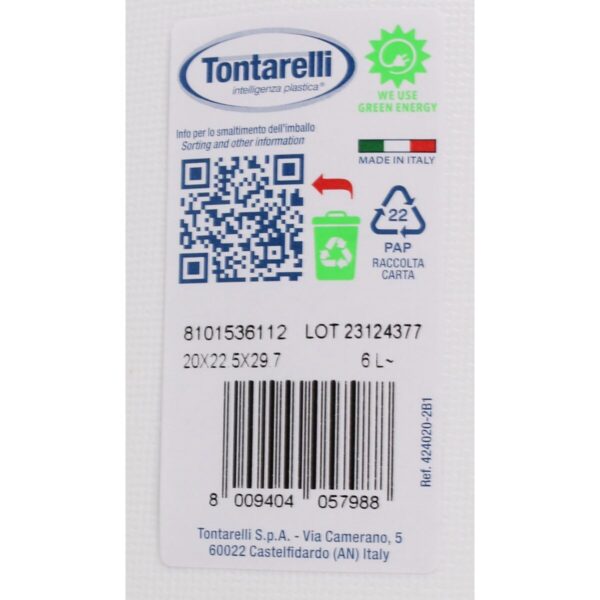 Secchio della Spazzatura a Pedale Tontarelli Carolina 6 L Bianco 20 x 22,5 x 29,7 cm (4 Unità)