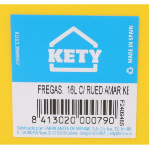 Secchio per Pavimenti Kety Giallo 16 L 40,5 x 30 x 35 cm (6 Unità)