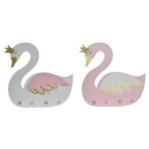 Appendiabiti da parete DKD Home Decor Legno Per bambini Cigno 40 x 4 x 38,5 cm (2 Unità)