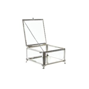 Scatola-Portagioie DKD Home Decor Cristallo Metallo 16 x 16 x 10 cm Argentato Trasparente