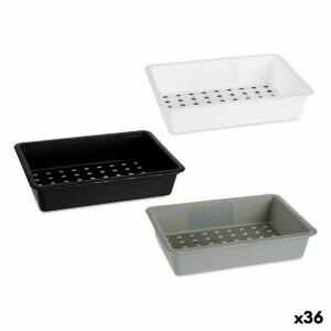 Contenitori per Cassetti Kinvara CN18799 Bianco Nero polipropilene 16 x 5 x 24 cm (36 Unità)
