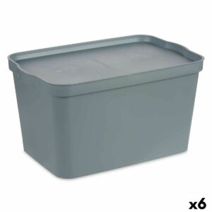 Scatola portaoggetti con coperchio Kipit TP596-2 Grigio Plastica 24 L 29,3 x 24,5 x 45 cm (6 Unità)