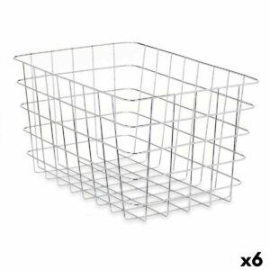 Cestino Multiuso Kinvara W5759K-L CHROME Argentato Argento Metallo 38 x 21 x 26 cm Rettangolare (6 Unità)
