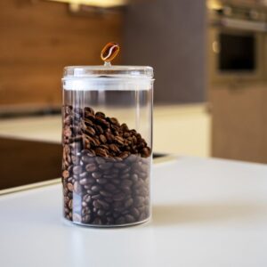 WD Lifestyle - Barattolo per Caffè 1,2L in Vetro Borosilicato con Coperchio Decorativo