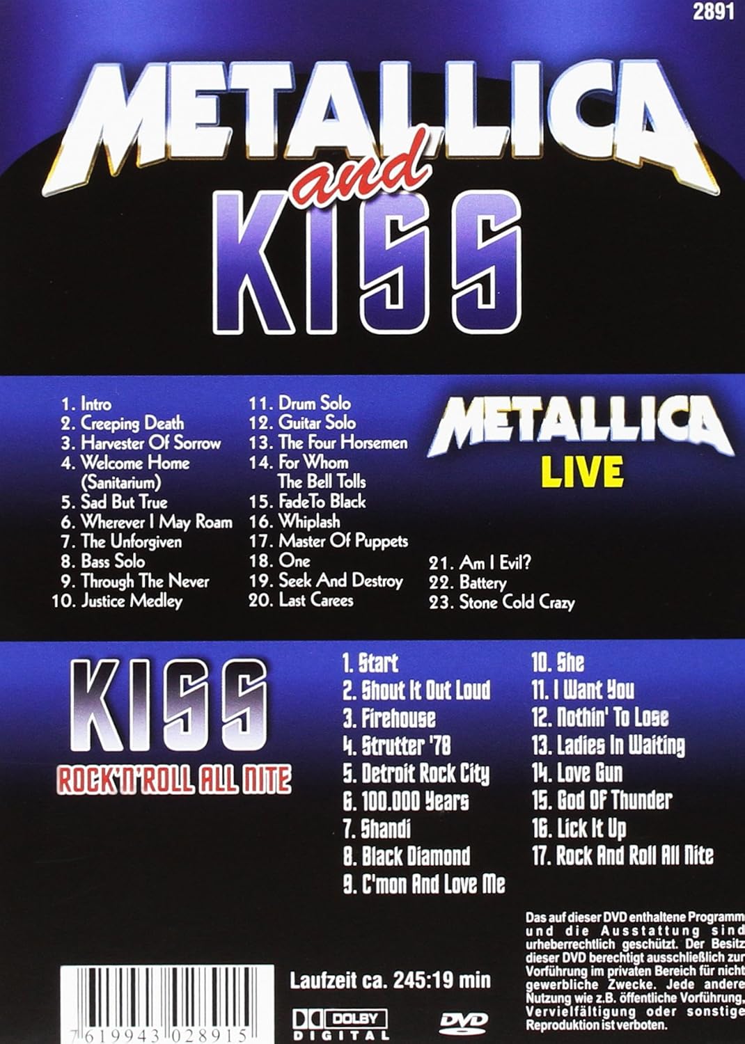 Metallica And Kiss - Live (2 Dvd) [DVD]
