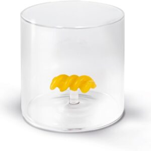 WD Lifestyle - Bicchiere in Vetro Borosilicato 250ml con Decorazione in Vetro Colorato Interna (Fusillo)