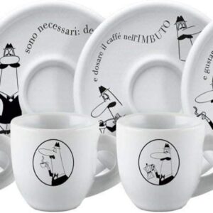 Tazze Moka Bialetti Carosello set di 4 con piattino Tazza Moka espresso
