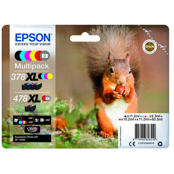 ORIGINAL Epson Multipack nero / ciano / magenta / giallo / Rosso / Grigio C13T379D4010 378XL+478XL