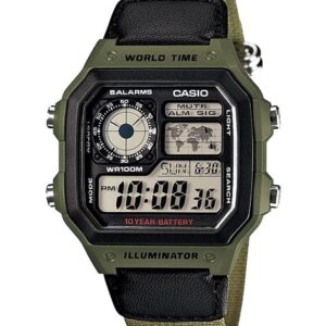 CASIO SPORT Mod. DIVER - WORLD TIME ILLUMINATOR 5 ALARMS - FUTURE CLASSIC COLLECTION - KAKHI GREEN