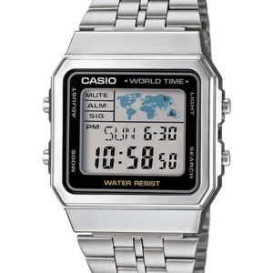 CASIO VINTAGE Mod. WORLD TIME - SILVER & BLACK