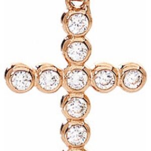AMEN Mod. CROCE PICCOLA Argento IP Oro rosa e Zirconi