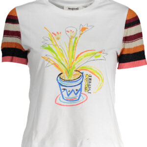 DESIGUAL T-SHIRT MANICHE CORTE DONNA BIANCO
