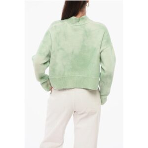 Tie Dye Virgin Wool Crop Cardigan