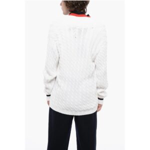 Double-breasted Cable Knit Cotton Cardigan