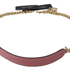 Elegant Pink Gold Leather Shoulder Strap