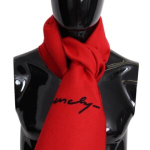Elegant Red Wool Blend Unisex Scarf