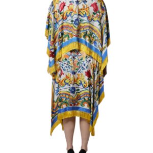 Multicolor Majolica Kaftan Short Sleeves Maxi Dress