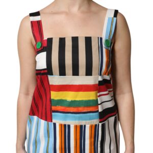 Multicolor Cotton Stripe Sleeveless Dress